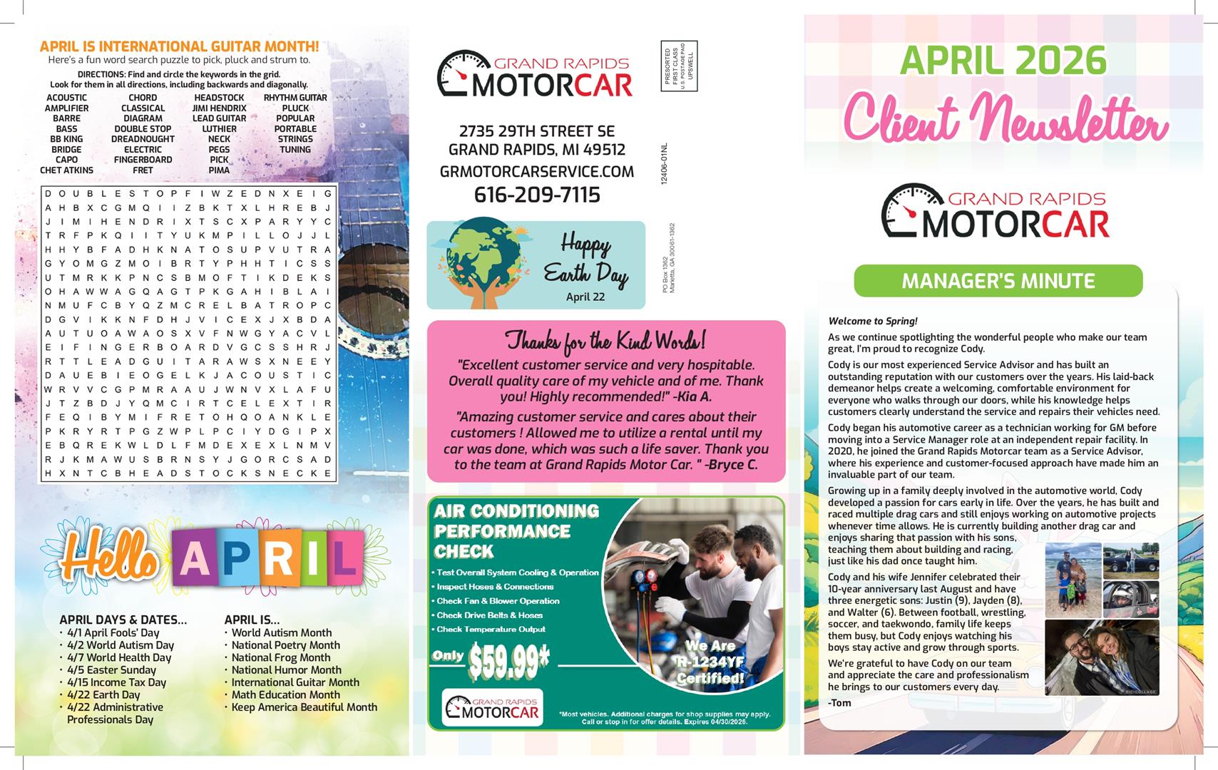 November Newsletter | Grand Rapids Motorcar